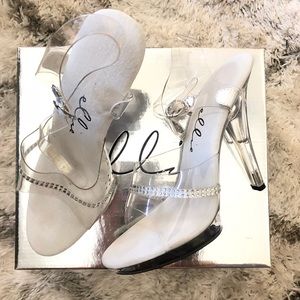BRAND NEW Clear + Rhinestone Heels